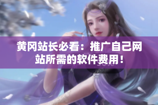 黄冈站长必看：推广自己网站所需的软件费用！