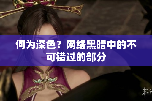 何为深色？网络黑暗中的不可错过的部分